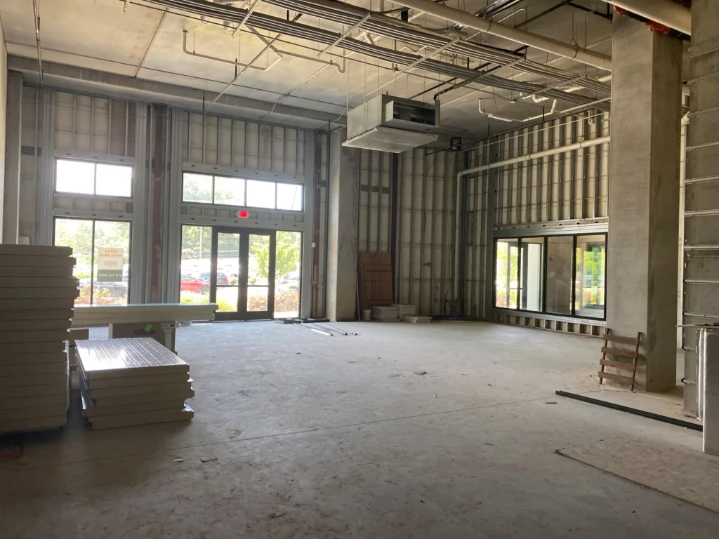 A large construction site indoors