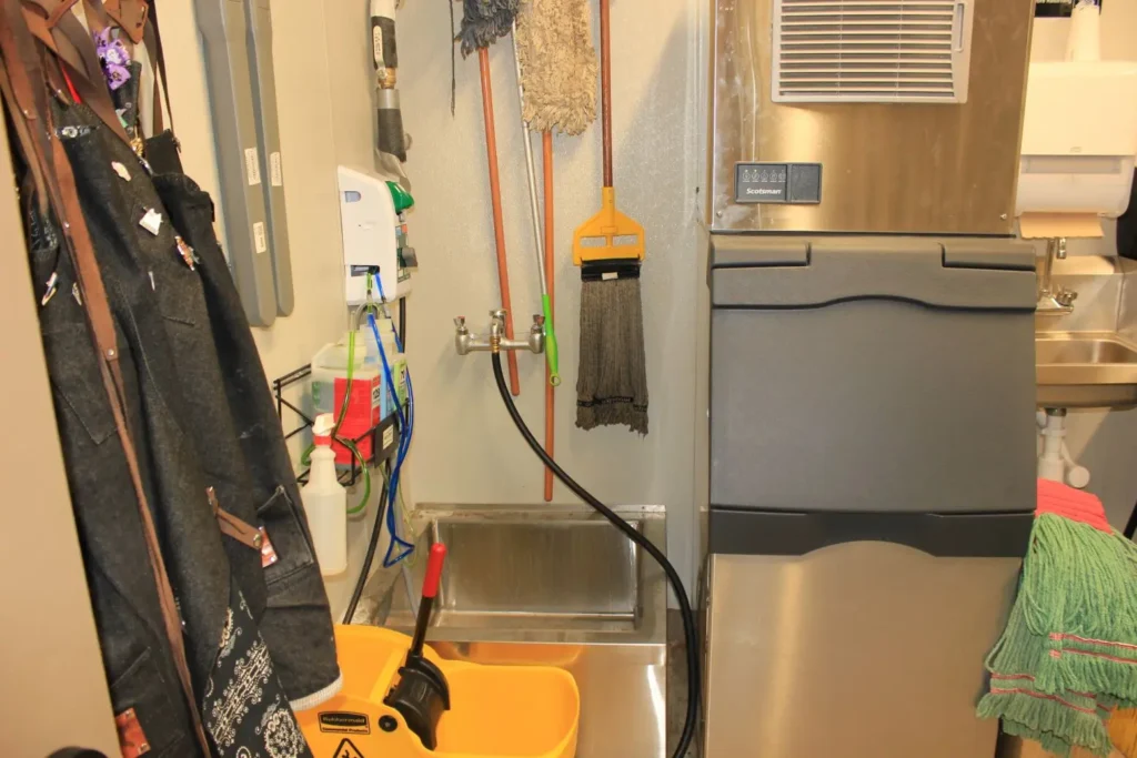 A small kitchen featuring a sink