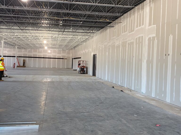 Lidl supermarket interior drywall finishing and commercial build-out progress in Decatur GA