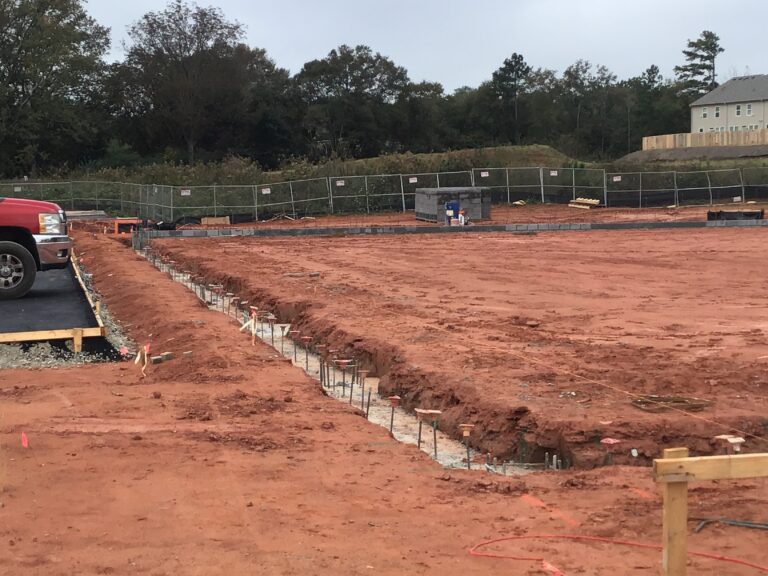 Lidl supermarket concrete footings and foundation trench work during ground-up construction in Decatur GA